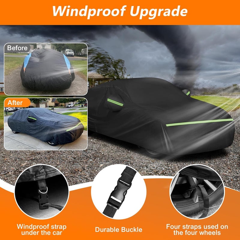 BIGACOVER Car Cover Waterproof for 2003-2009 Nissan 350Z, Waterproof 210D Oxford Cloth and Cotton Cover Outdoor Full Car Covers with Zipper Windproof Heavy Duty All Weather with Wind, Sun, UV and Dust Protectio - Image 5
